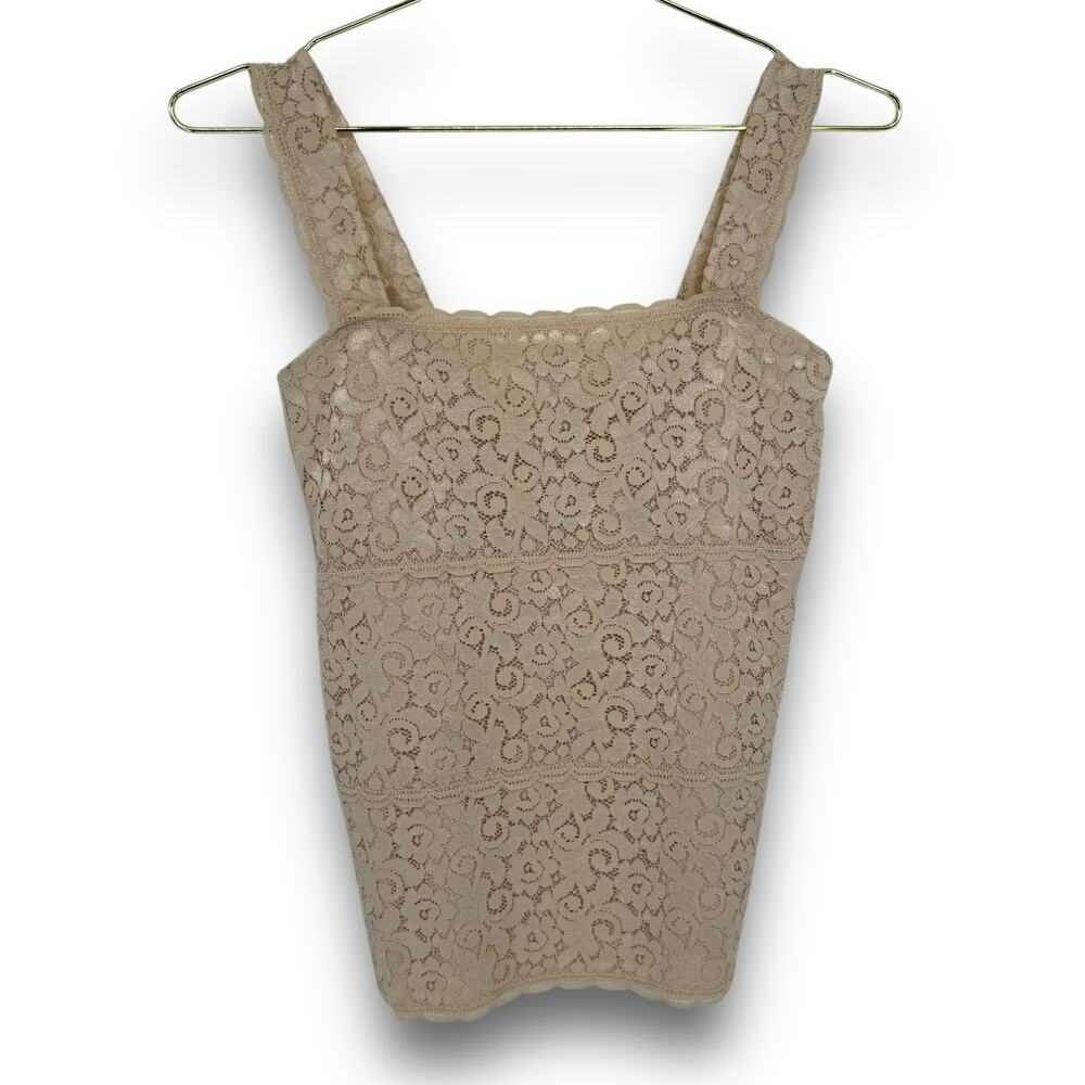 90s Vintage Nude Lace Stretch Camisole Tank Top, Size 12 (Fits like M) Coquette - Picture 4 of 5